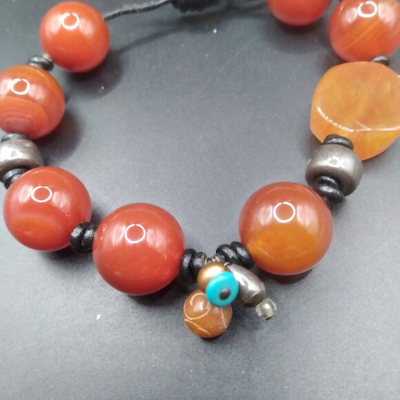''Sundance Catalog Peyote Bird'' Bracelet Sterling Silver Carnelian Turquoise - Picture 2 of 6